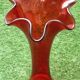 Vase cornet centre de table verre soufflé et coloré rouge rubis