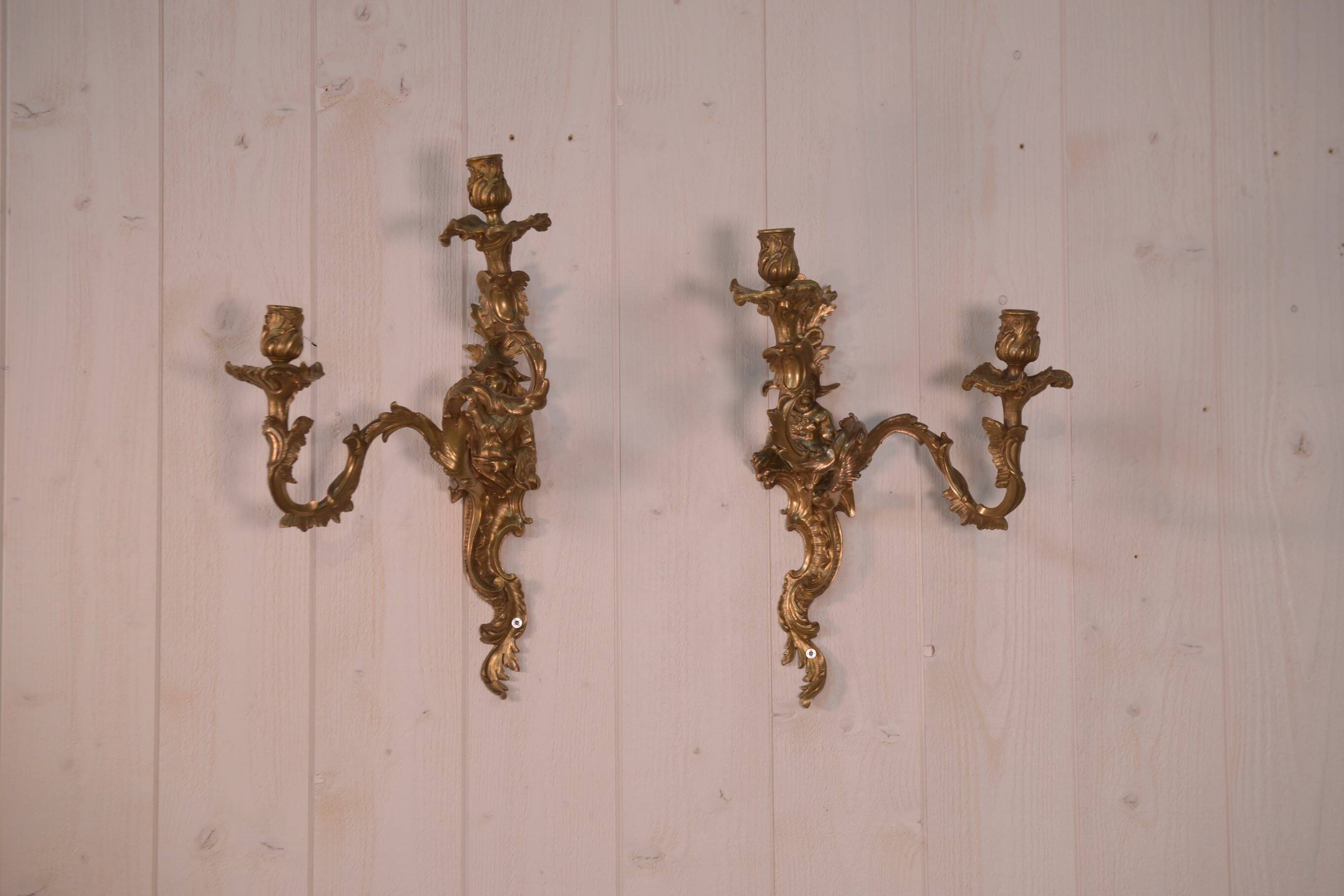 Pair of bronze sconces, mid-18th century