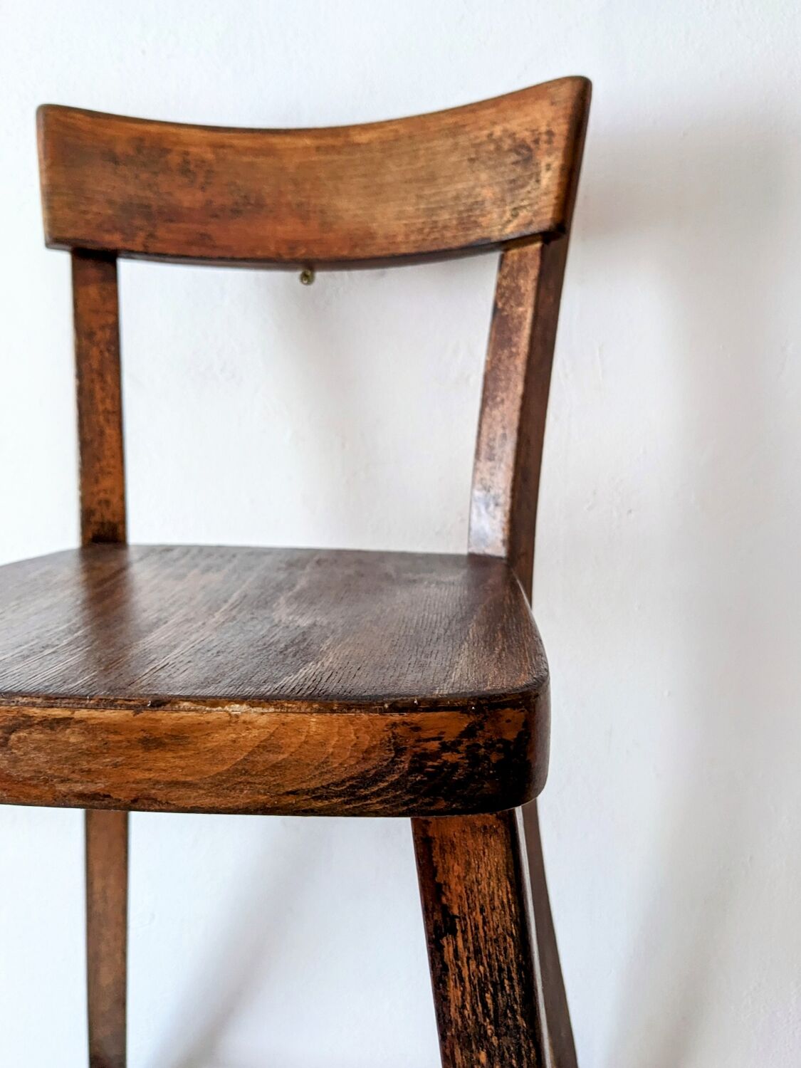 High chair in varnished wood 50s
