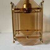 Scandinavian vintage lamp in brass & amber colored glass