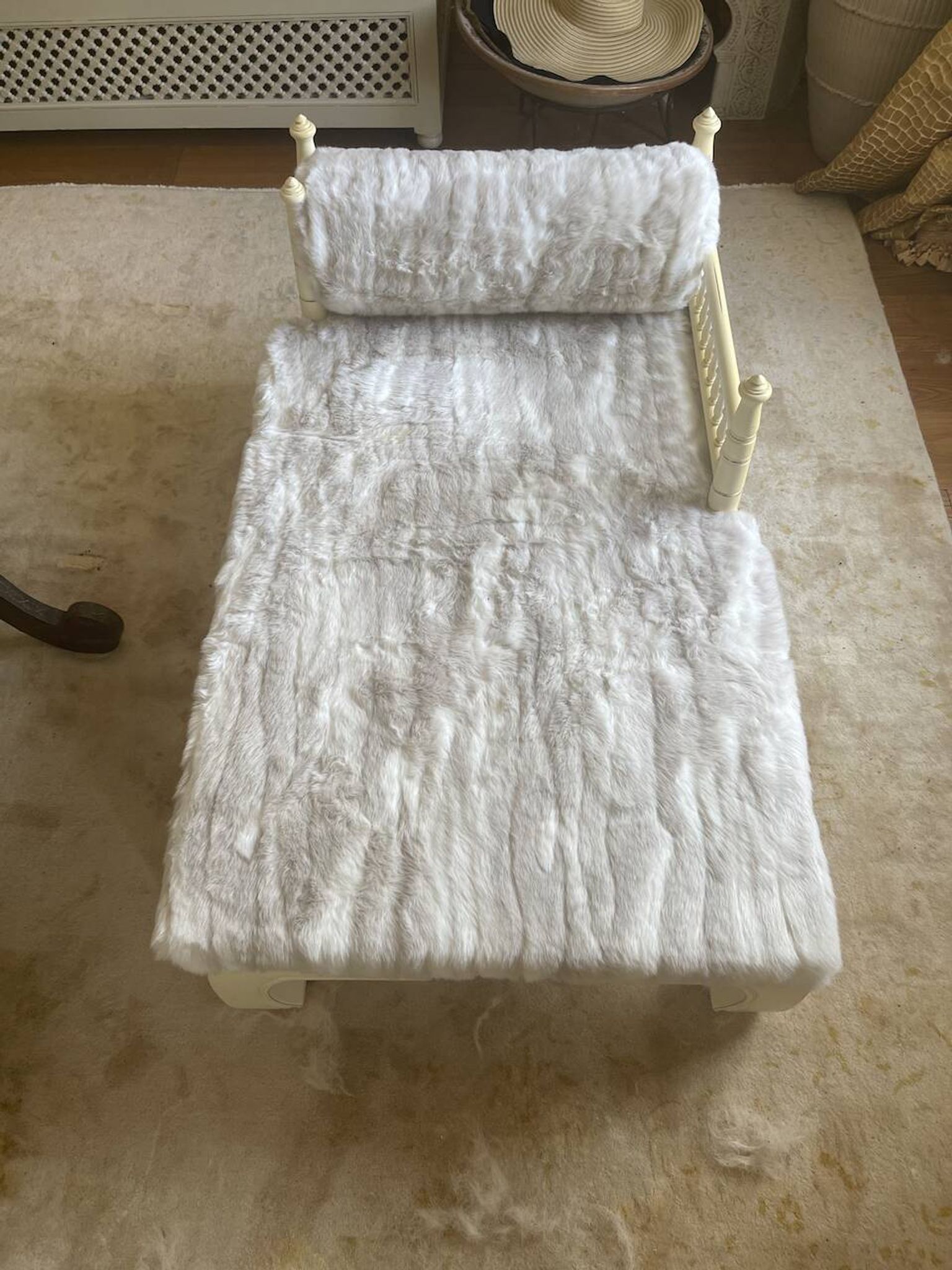 Pair of small bespoke benches – Casamance fabric in Ivory colour.
