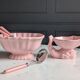 Vintage powder pink earthenware duo. Salins les Bains. 1950s.