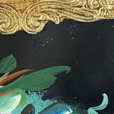 Wooden platter, hand-painted decoration