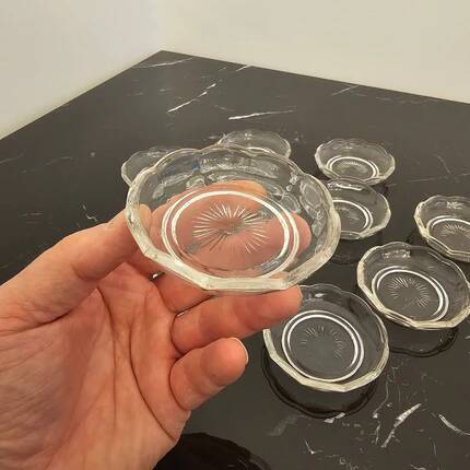 Set of 10 small crystal bowls from Val Saint Lambert.