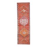 3x11 Red & Pink Super Soft Vintage Runner Rug, 98x335Cm