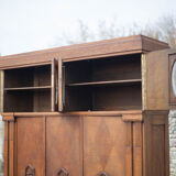 Bookcase carved wood 3 old doors, bookcase window beveled
