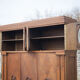Bookcase carved wood 3 old doors, bookcase window beveled