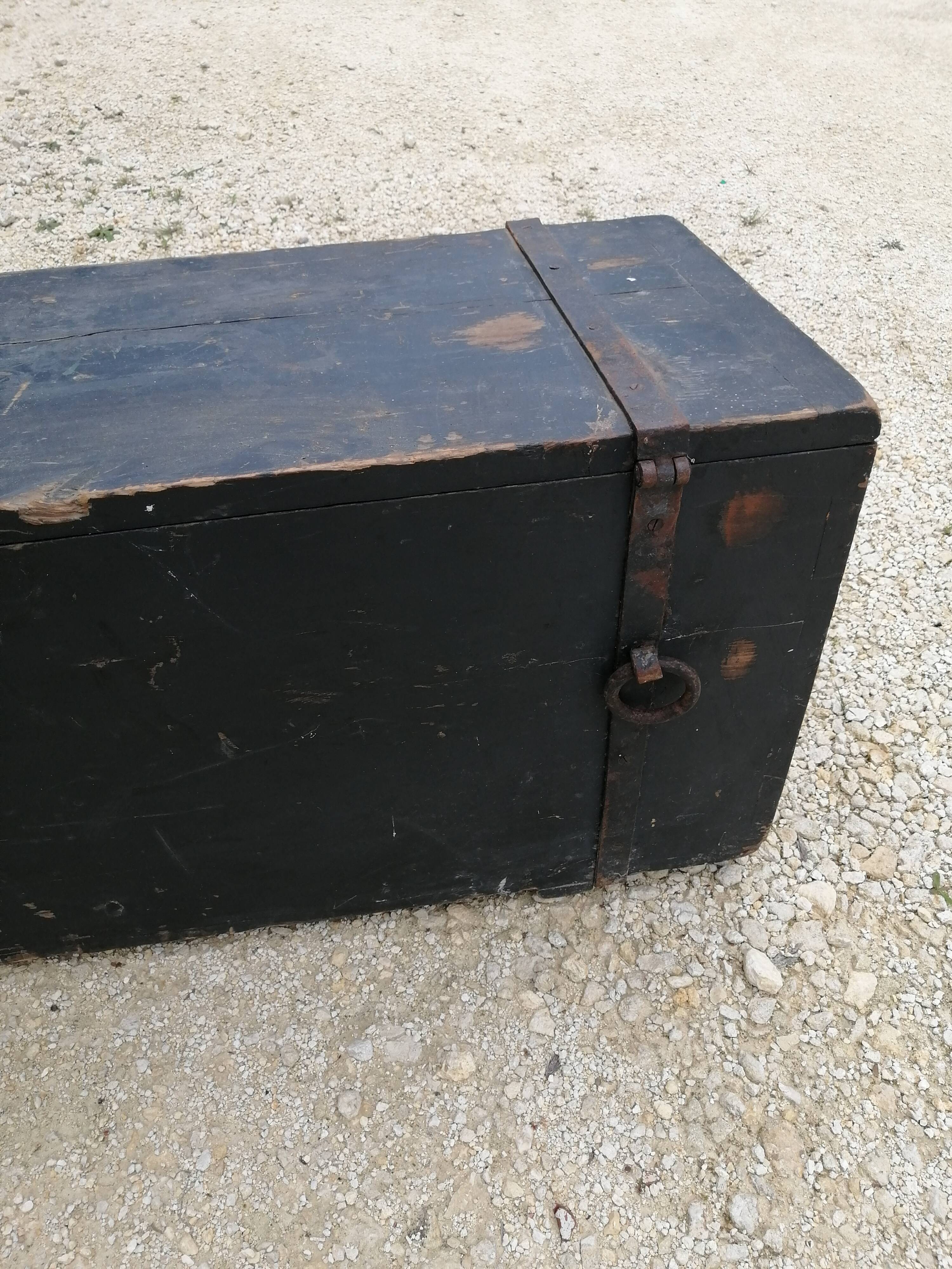 Old vintage wooden travel trunk
