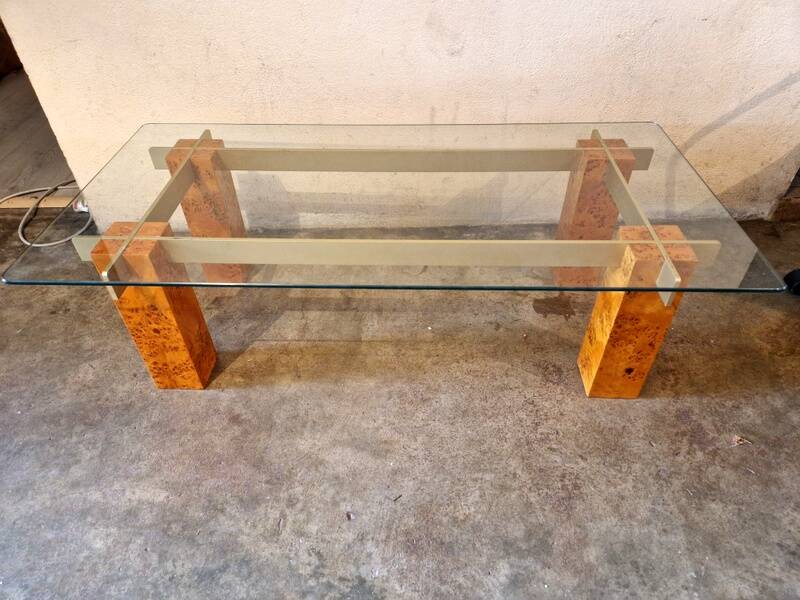 Gabriella Crespi (1922-2017) - Table basse en placage de loupe