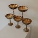 Coupes à champagne vintage en argent plaqué avec intérieur plaqué or — ensemble de 5