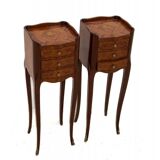 Inlaid bedside tables, Louis XV style, France.