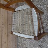 Chaise ancienne assise scoubidou bistrot vintage