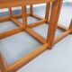 Vintage square coffee table in pine and smoked glass from the 70s and 80s.