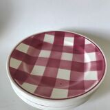 6 plates earthenware red checkerboard decorations