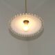 Vintage French White Opaline Glass Pendant Light Clear Glass Edge 5405