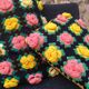 Set of vintage crochet cushions