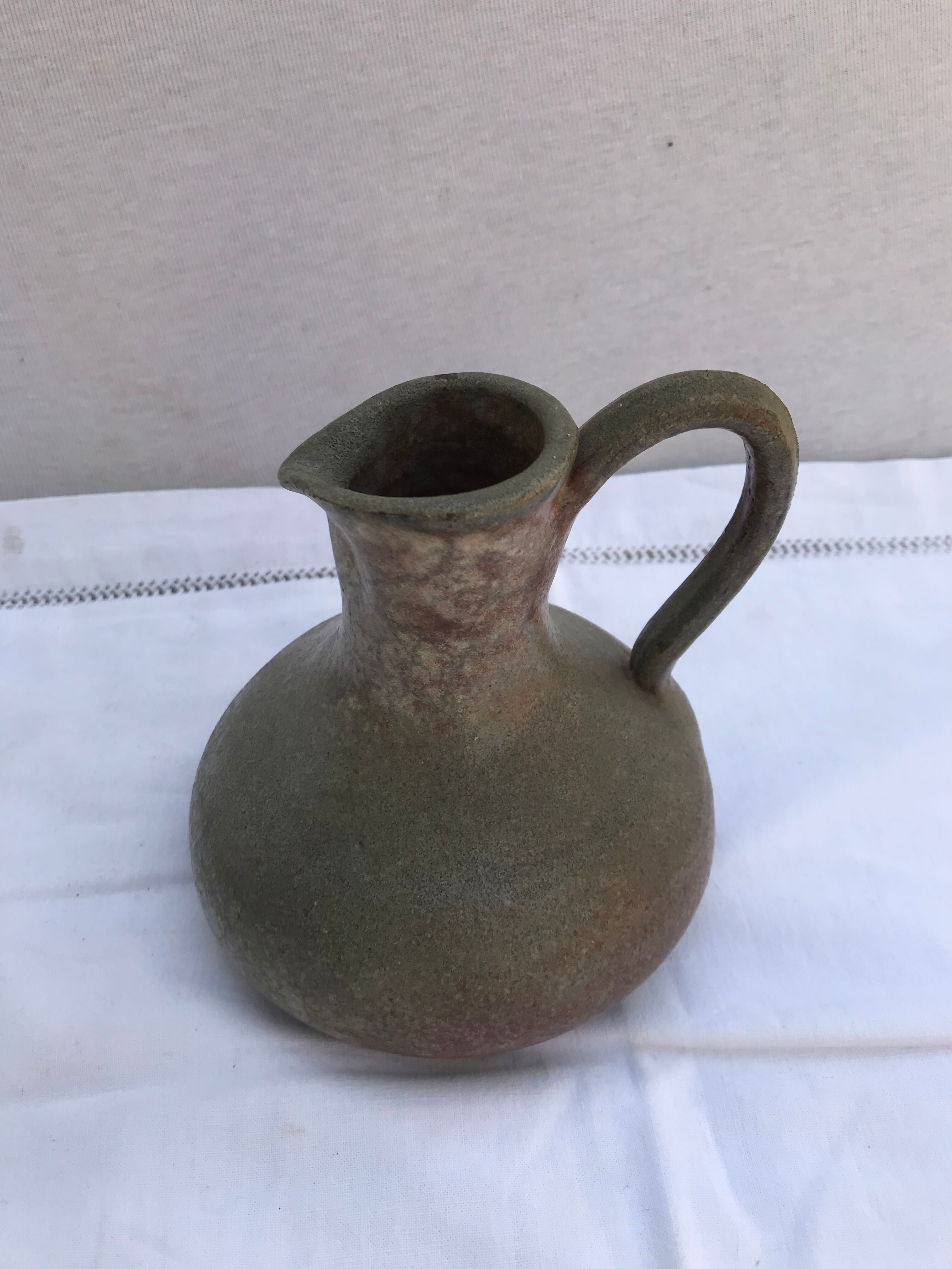 Pair old pitcher poceram cissin ouaga grey sandstones - vintage brown