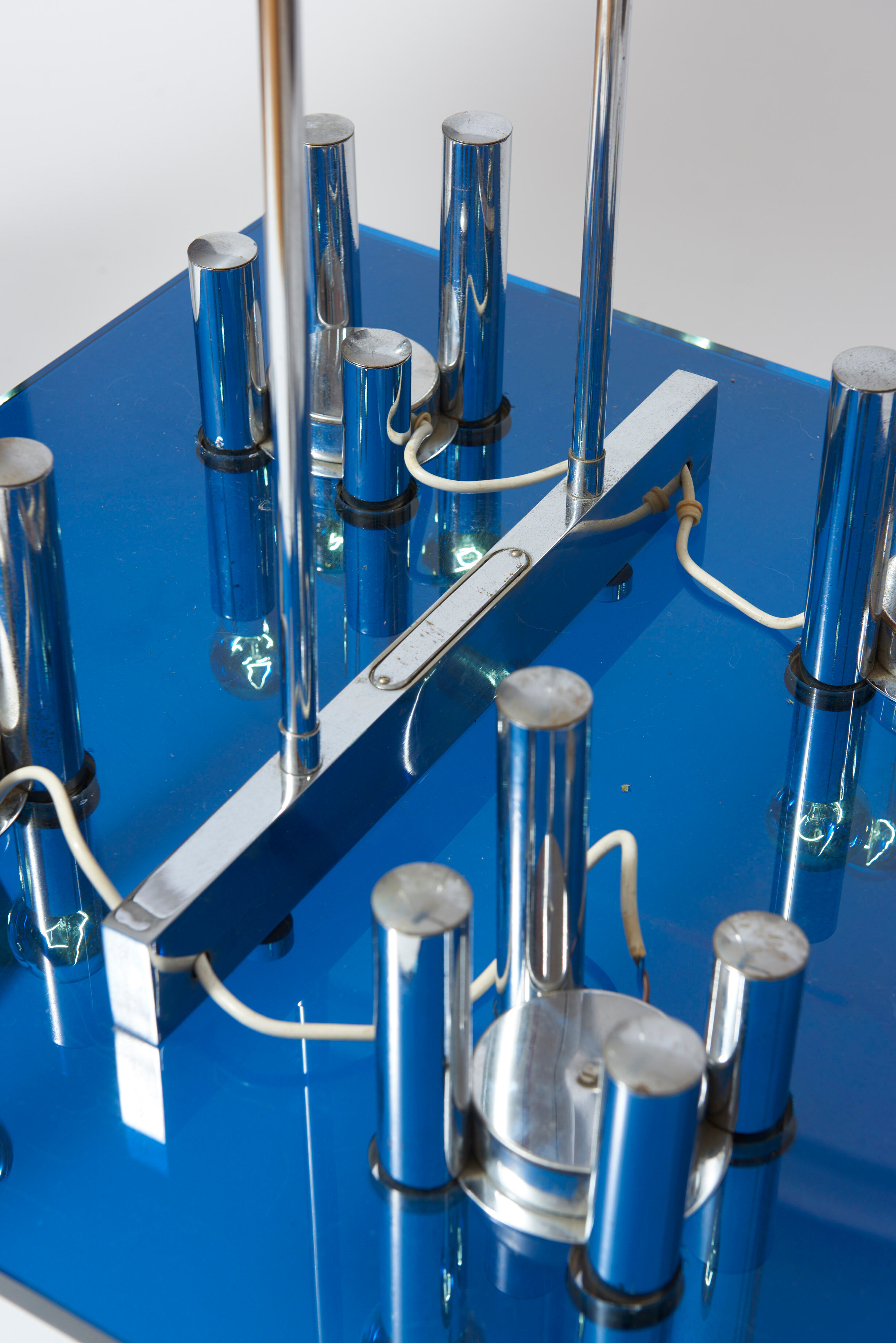 Suspension vintage en chrome et verre de Murano