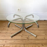 Vintage round tubular coffee table 1970