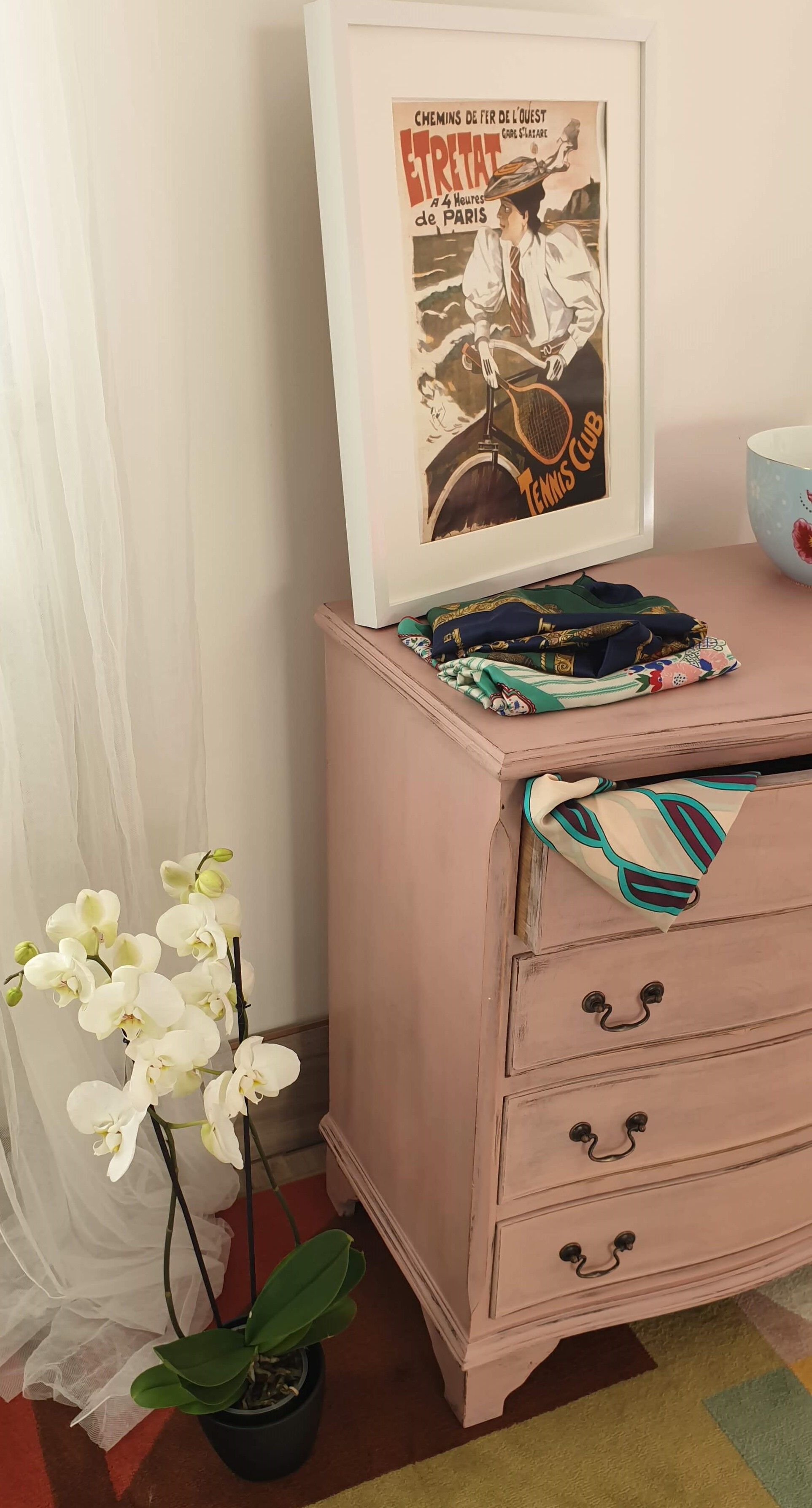 Commode anglaise rose shabby
