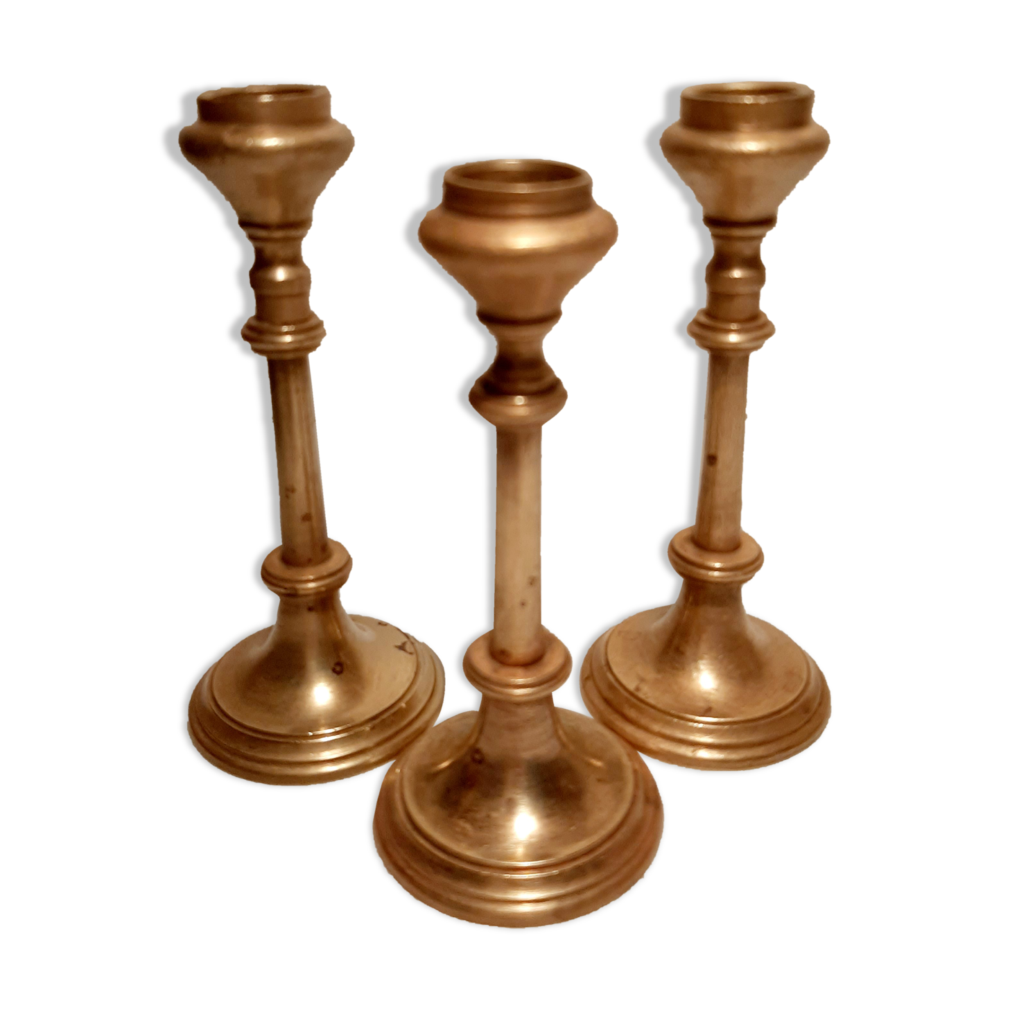 Set of gilded brass candle holders