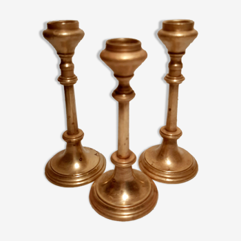 Set of gilded brass candle holders