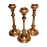 Set of gilded brass candle holders