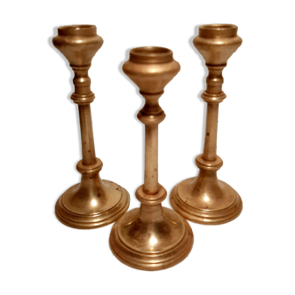 Set of gilded brass candle holders