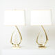 Paire de lampes en laiton cristal de roche signées Willy Daro