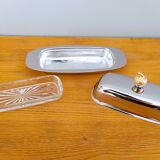 Silver metal butter dish
