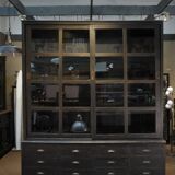 Teak library 1960 sliding doors and drawers