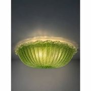 Green Murano Glass Italian Graniglia" Budino" Flush Mount in 70' Style