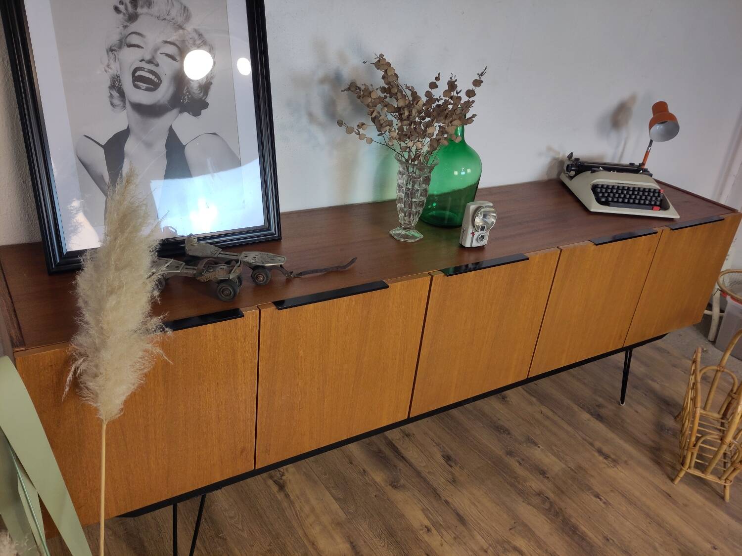 Scandinavian teak and metal sideboard