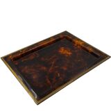 Hollywood regency brass and tortoiseshell lucite tray, Italy 1970s