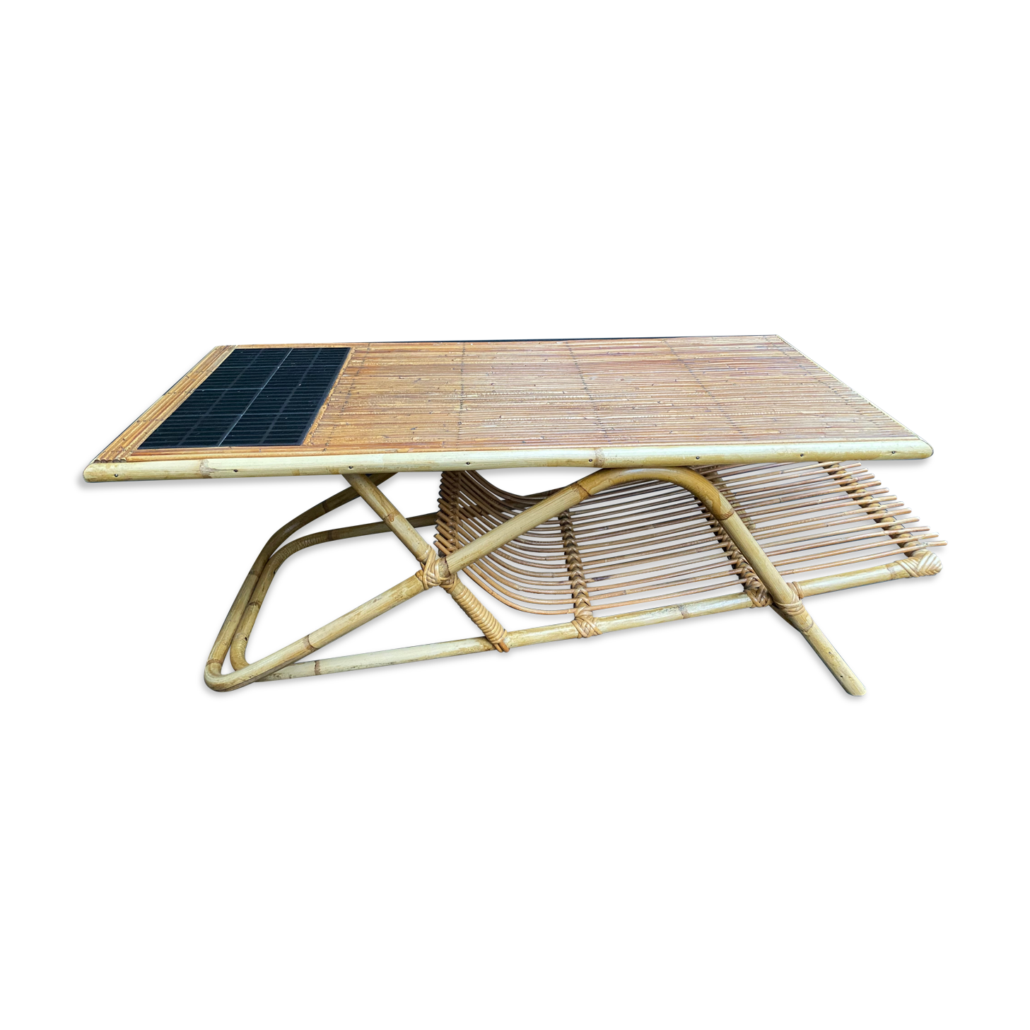 Rattan and ceramic coffee table