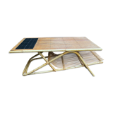 Rattan and ceramic coffee table