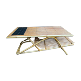 Rattan and ceramic coffee table