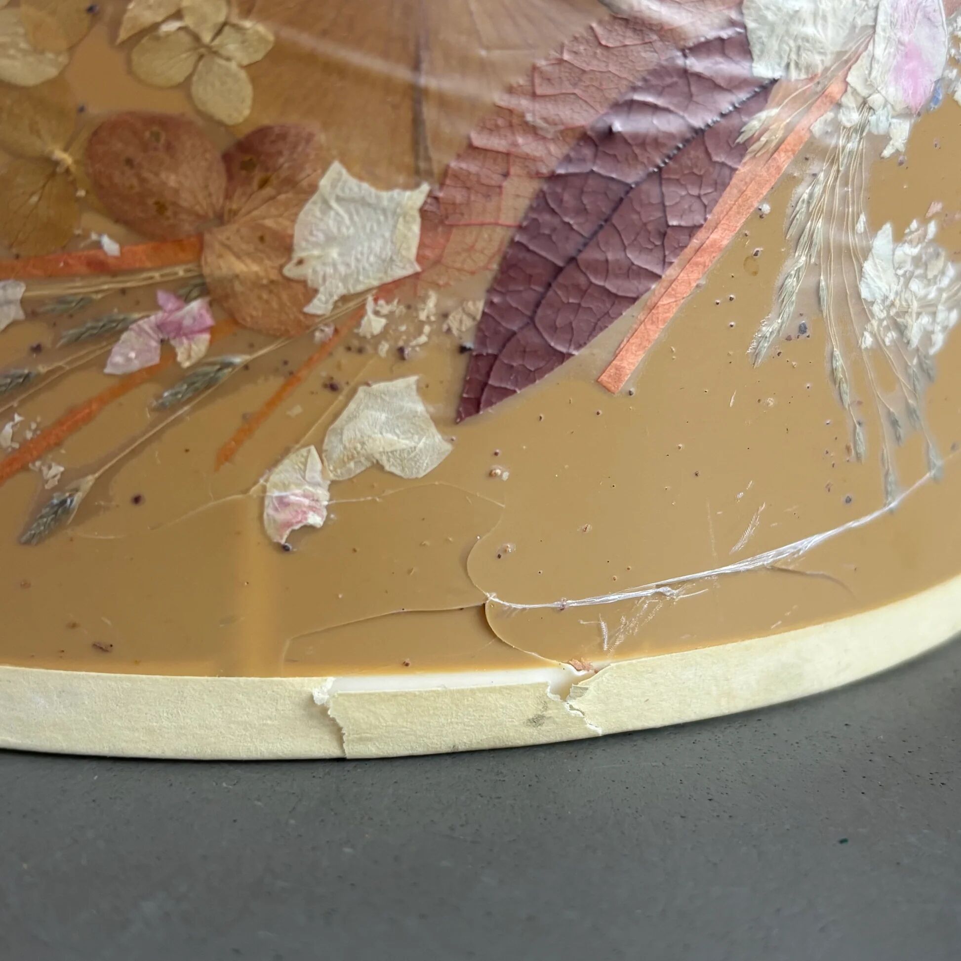 Vintage lampshade with dried flowers