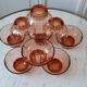 Set of 9 glasses of pink art deco glass champagne