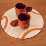 Amber terracotta ceramic cup - Oustao