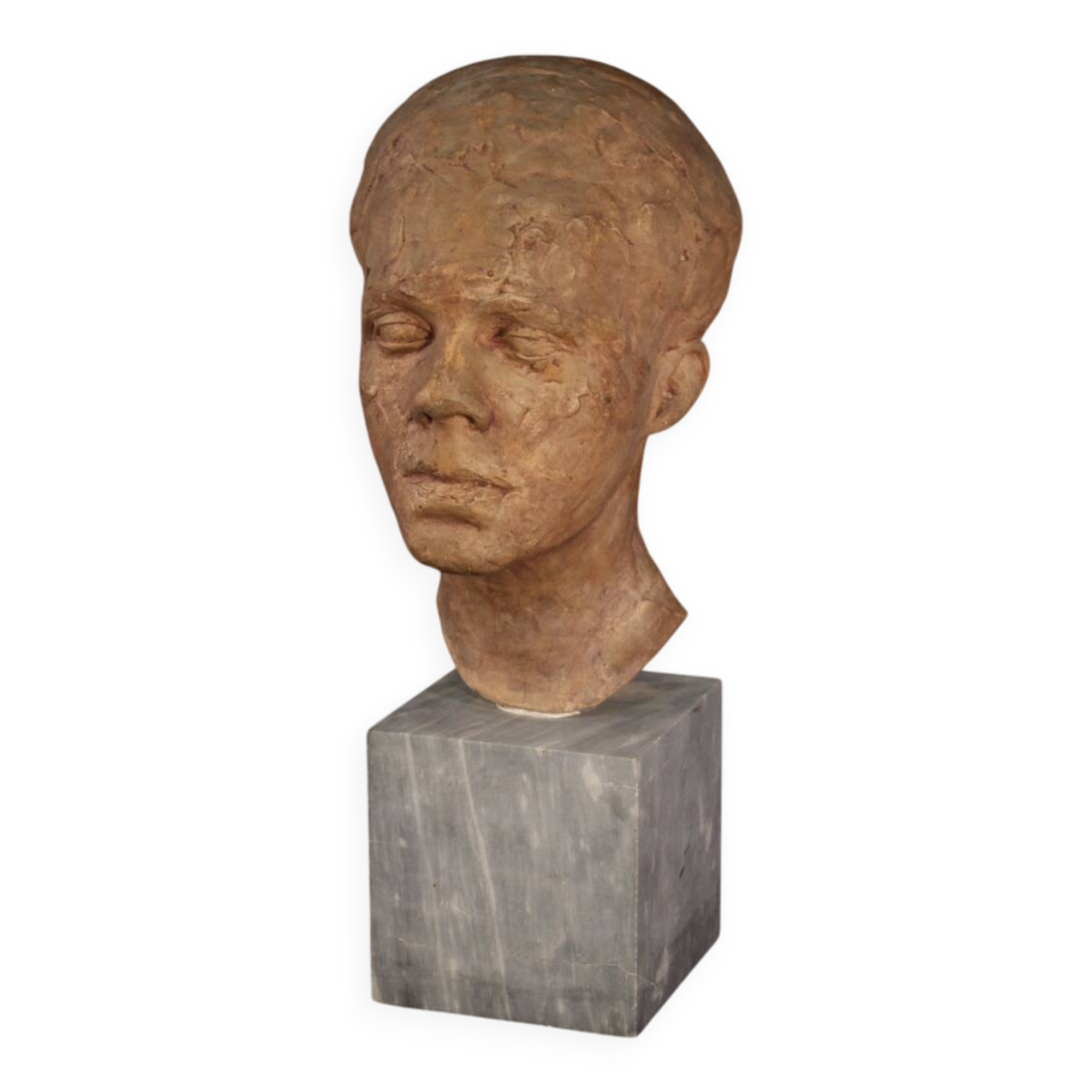 Italian terracotta sculpture with marble base