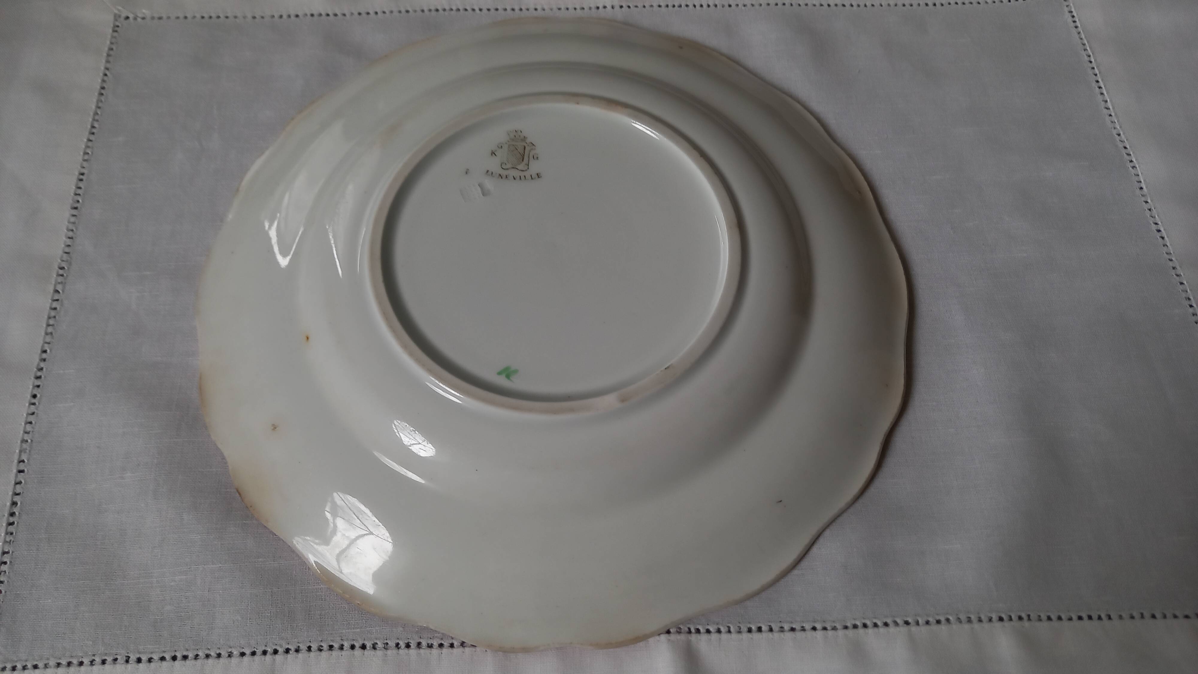 Old Lunéville flat plate with Keller and Guerin KG crest