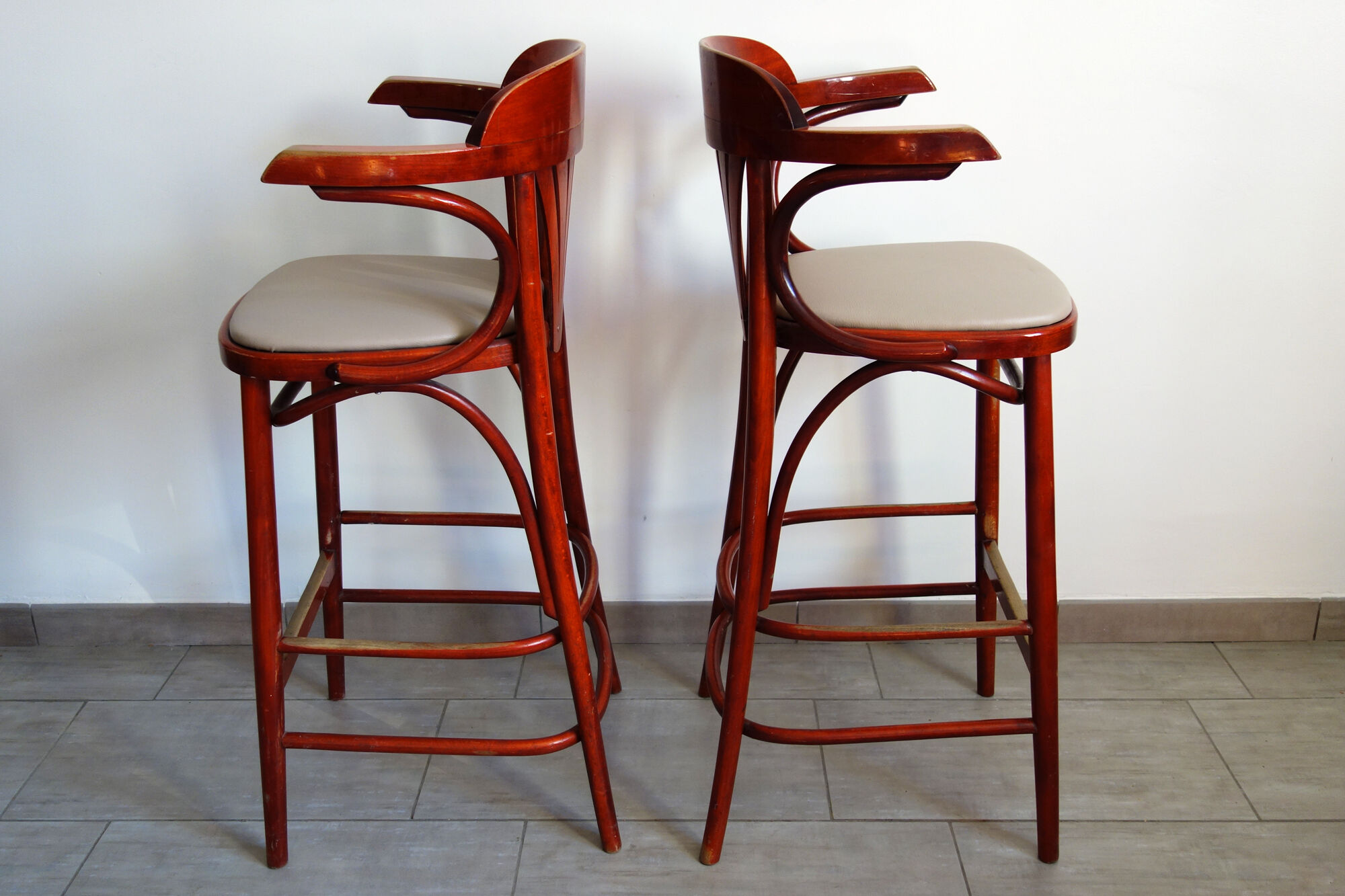 Pair of high bistro stools