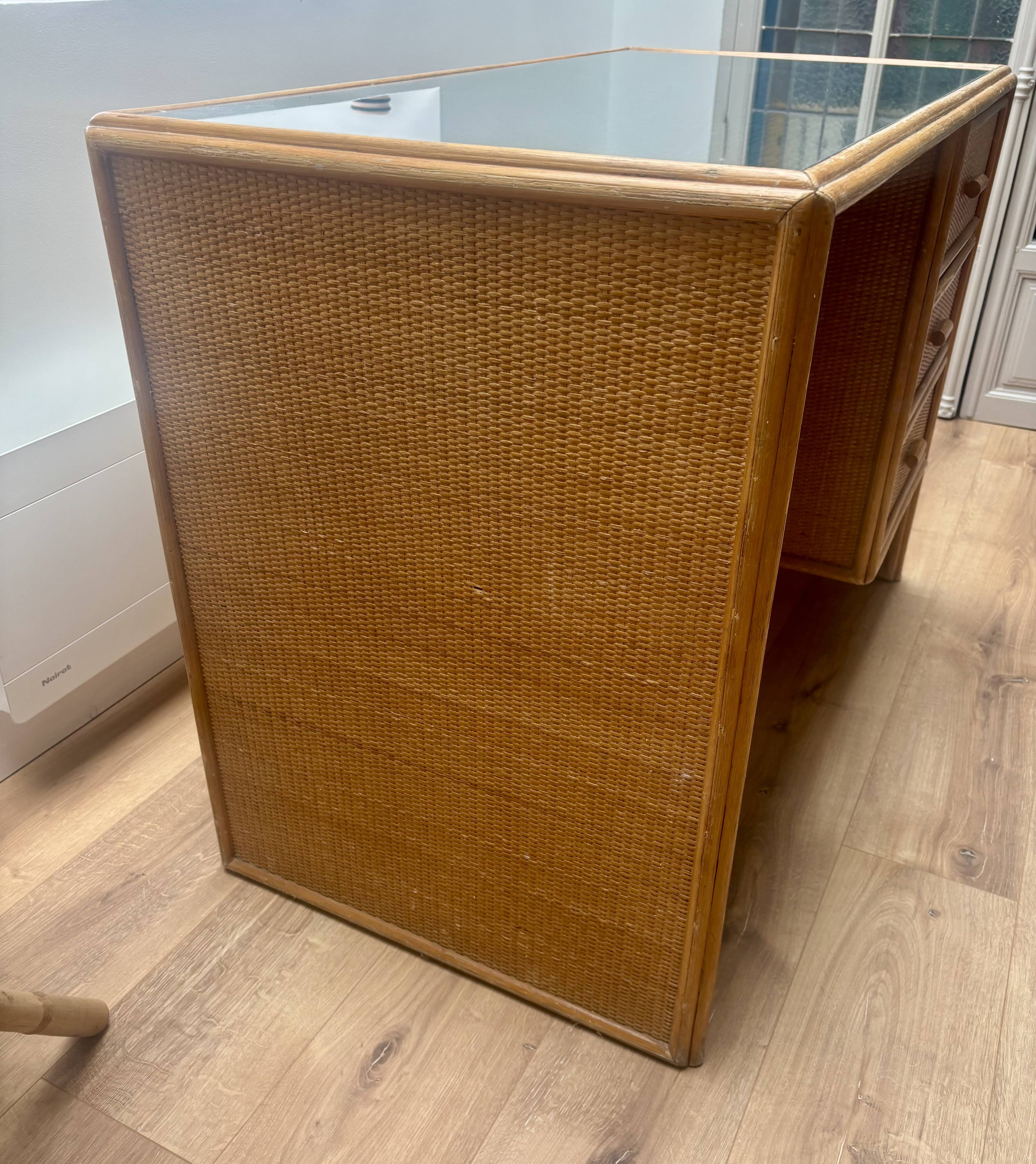 Rattan and bamboo desk