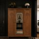 Art deco wardrobe in raw oak with bevelled mirror.