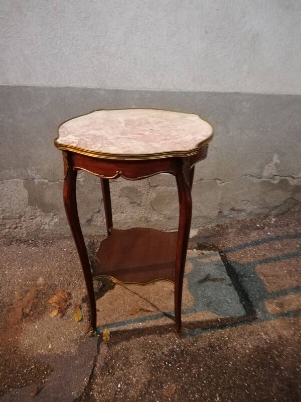 Table d'appoint ancienne marbre rose