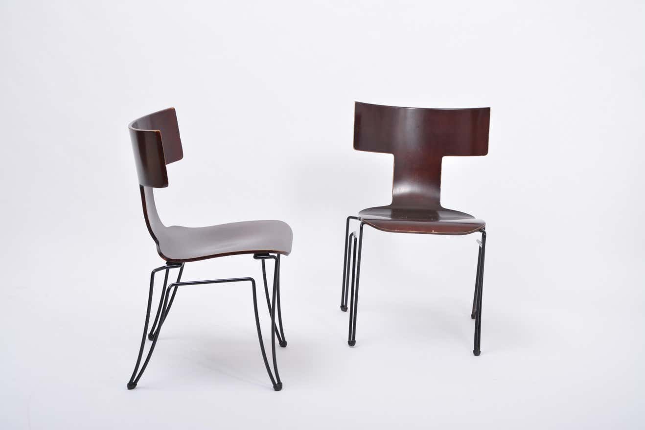 Pair of vintage Anziano dining chairs by John Hutton for Donghia