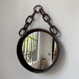 Brutalist mirror with metal chain from the 50s