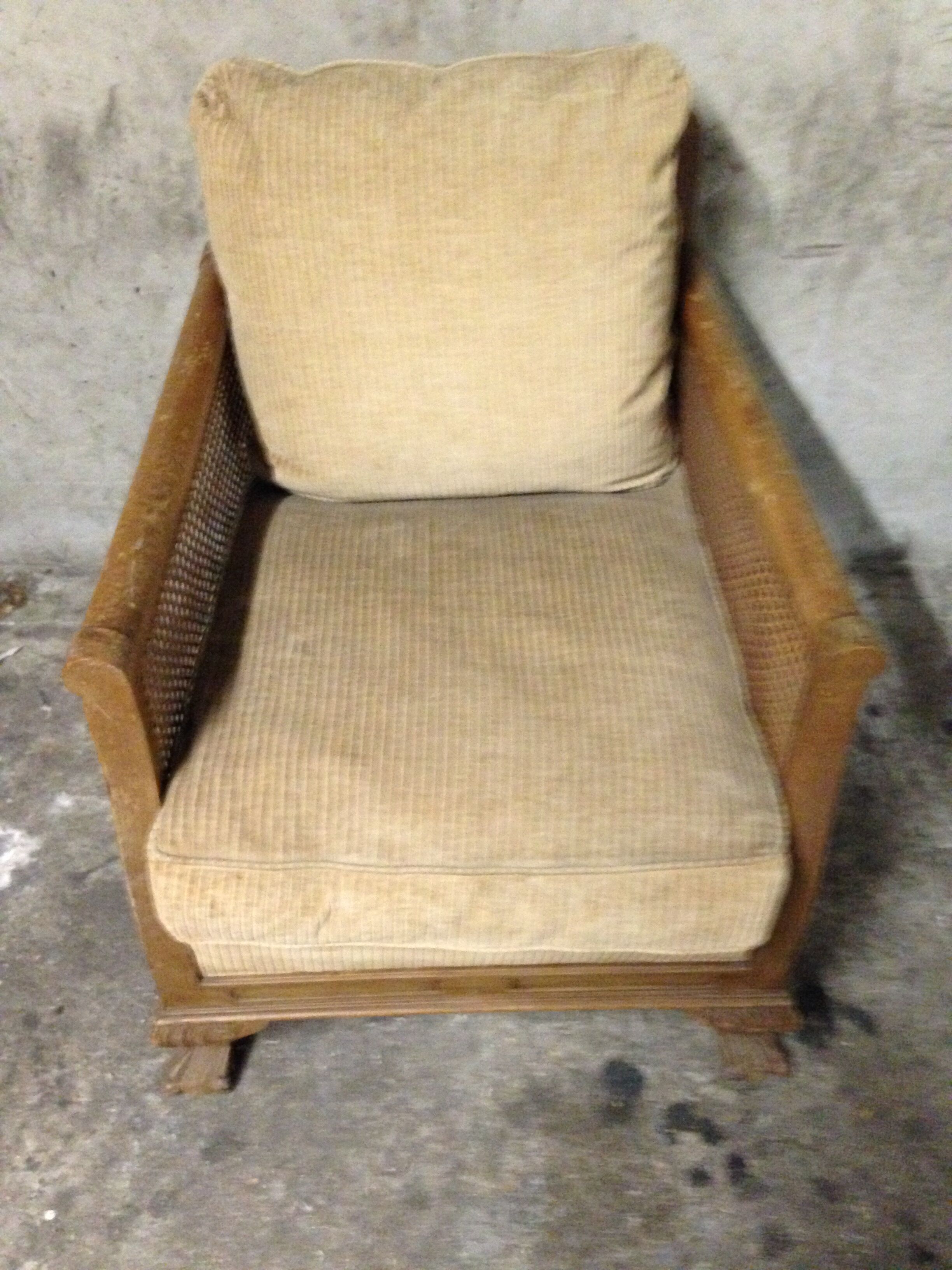 Chair caning velvet 1920 wooden boat