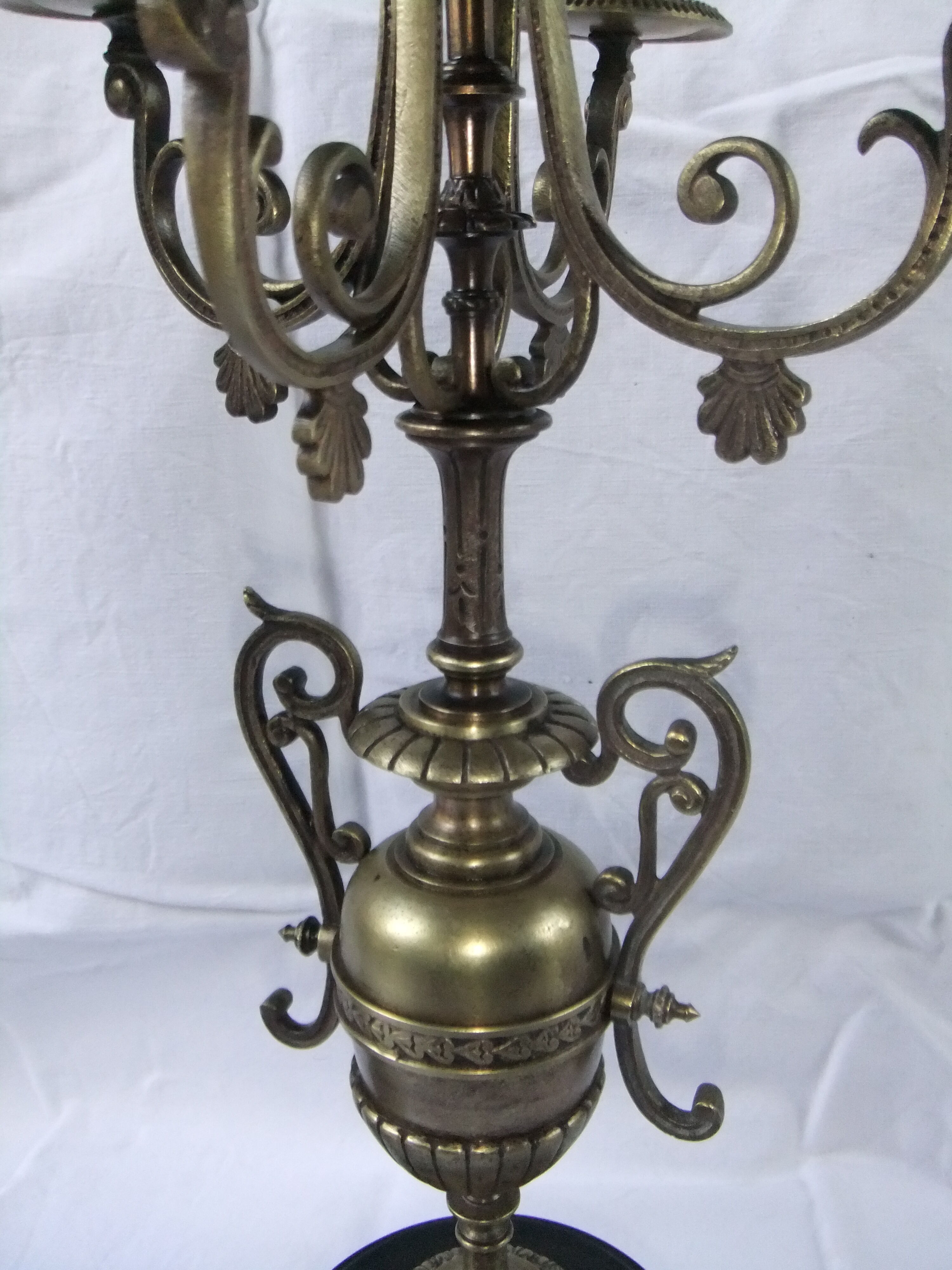 Pair of bronze Napoleon III marble candelabra with mantelpiece decoration